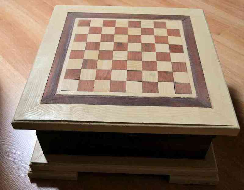 Caja madera tablero ajedrez