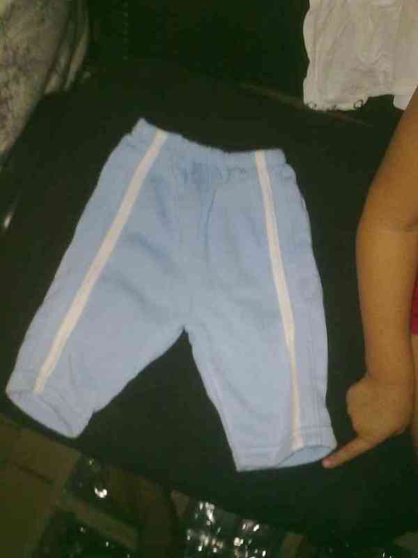 Pantalos 3/6 meses azul con rallas blancas