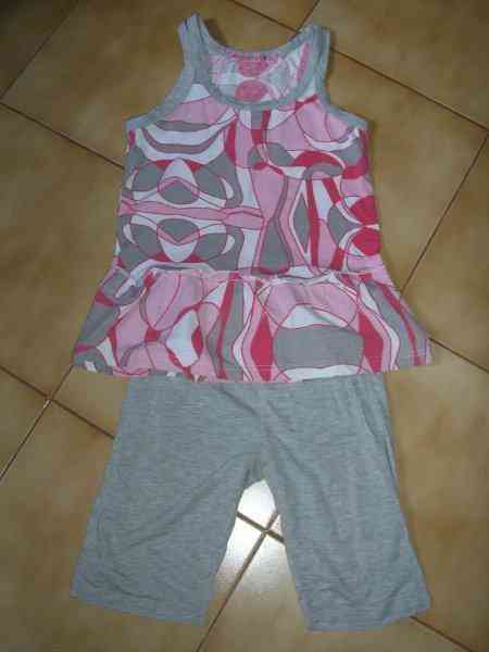 Conjunto de niña gris-rosa talla 10