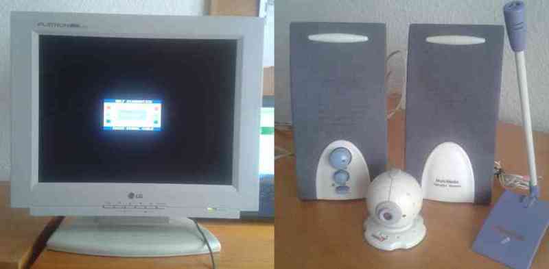 Pantalla plana, altavoces, web cam y micro 