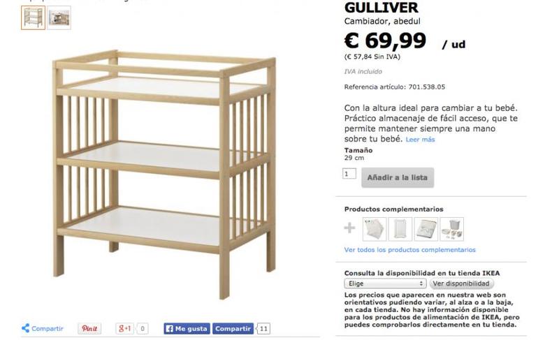 Cambiador en estado impecable