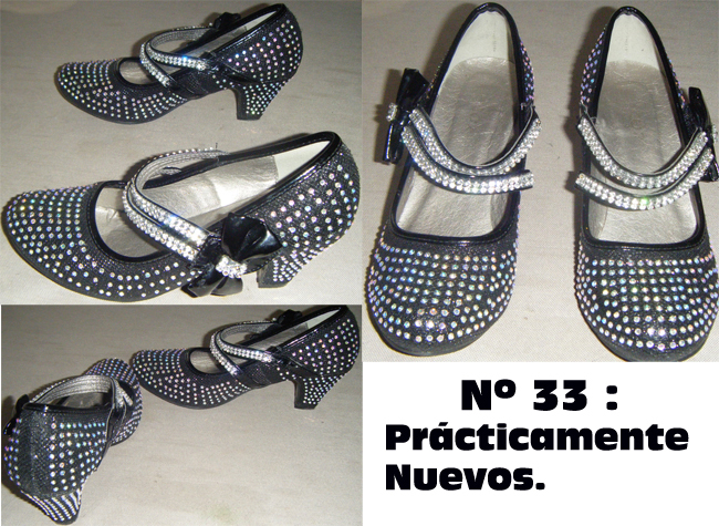 Zapatos de Flamenco, con Piedritas Brillantes Nº 33.