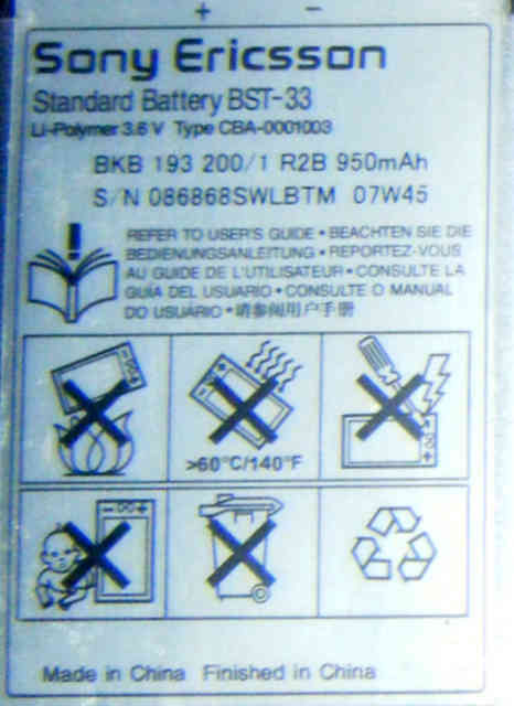 Batería de Móvil Sony Ericson. (Leer bien)