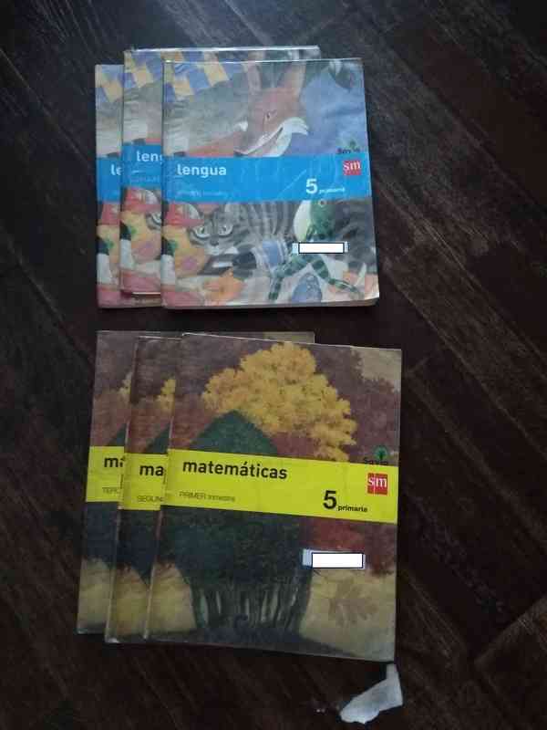 Libros de lengua y matemáticas SM, 5º primaria