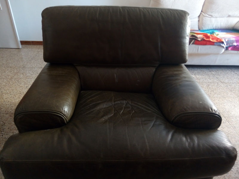 Sofá cuero verde una plaza