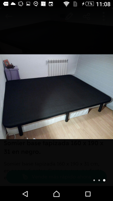 Somier base tapizada 190 x 160 x31 cm negra prefecto estado