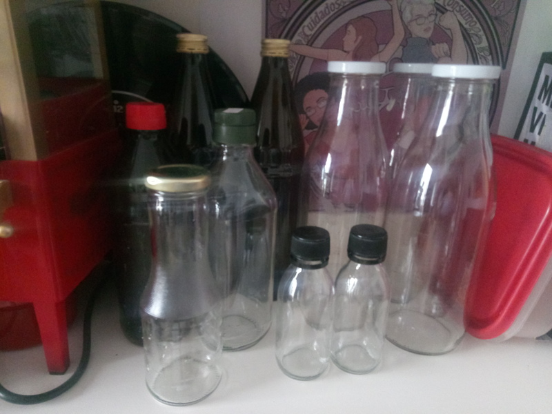 Botellas de cristal de 1 litro y más pequeñas