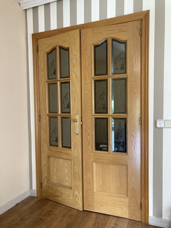 Doble puerta con cristal madera maciza