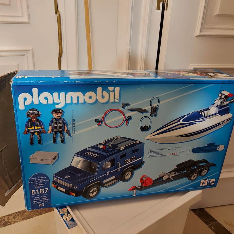 Coche de policia con lancha playmobil deals