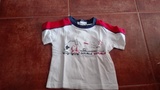 Camiseta blanca raya roja de 9 a 12 meses(Molinae)