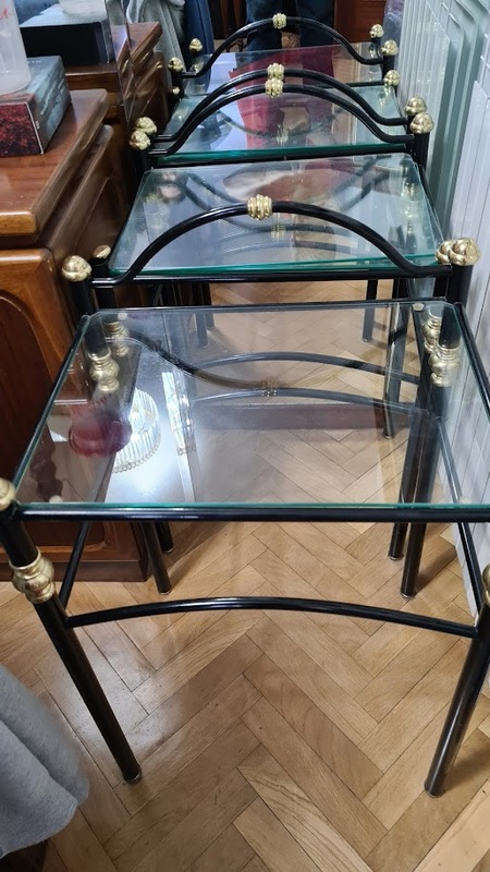 MESILLAS DE CAMA DE CRISTAL CON BALDA INFERIOR