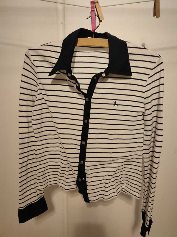 Chaqueta blanca de punto con rayas Talla 38-40 (maria272)