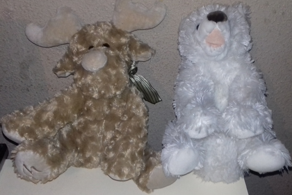 Dúo de peluches.