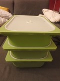 3 cajas verdes de plástico de Ikea