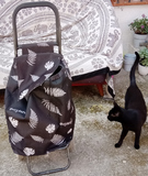 Carro de compra bastante usado  de 2 ruedas. Gato no incluído.