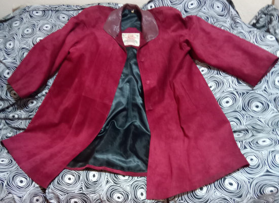 Abrigo de mujer de piel auténtica, talla 48