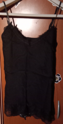 Blusa de mujer negra translúcida talla L