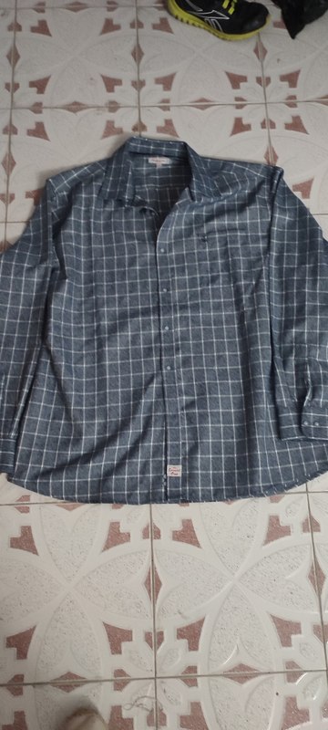Camisa Caballero 7/3XL azul cuadritos manga larga(recicleo)