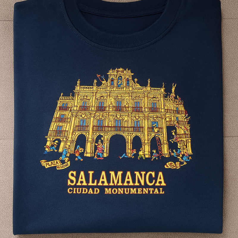 Camiseta Marga Larga Azul Oscuro Hombre - Talla L (Fruit of the Loom)