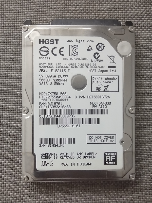 Disco duro 2.5" HGST 500GB 7200rpm (portátil)