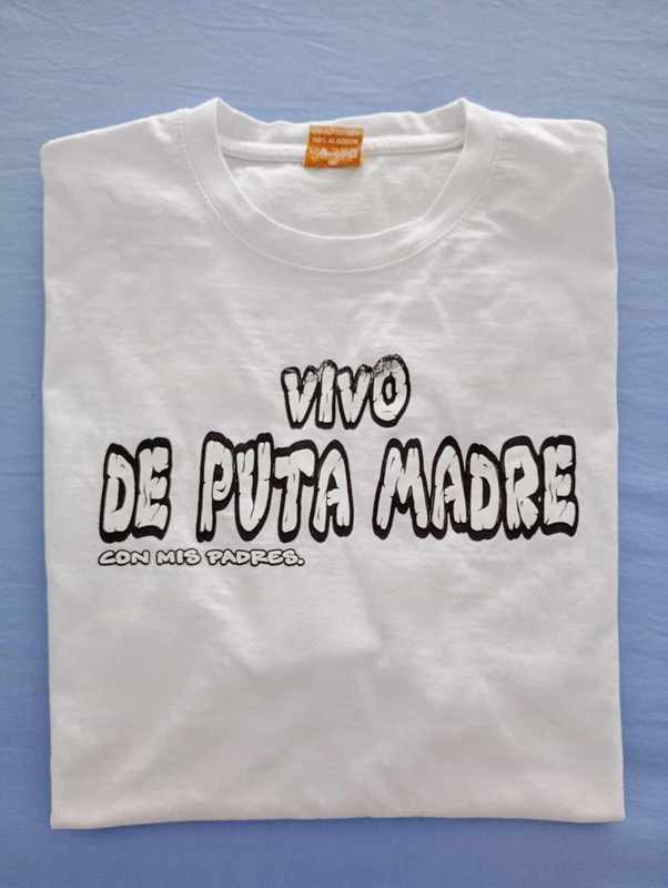 Camiseta “Vivo de p*** madre” (talla XL)