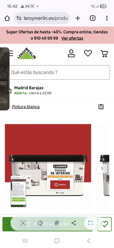 Bote de pintura mate pared roja 4l nueva