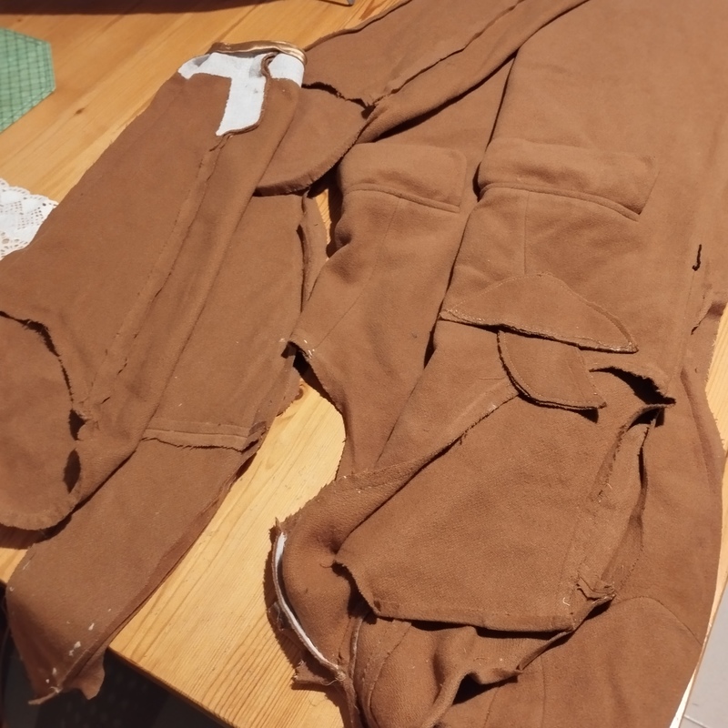 Chaqueta cuero y abrigo lana-casimir, desmontados