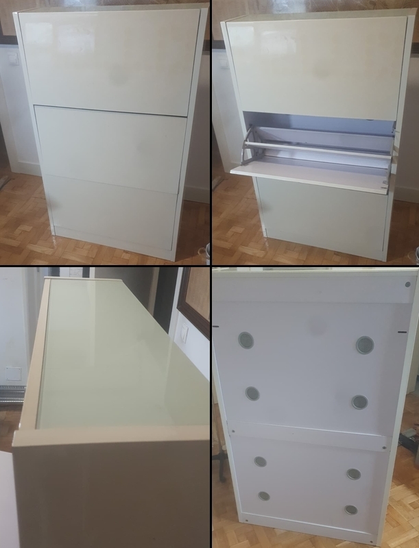 Mueble zapatero, tres alturas, en color blanco