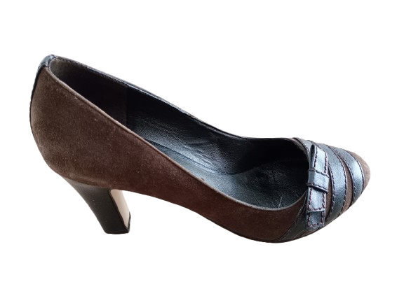 Zapatos mujer Mango talla 37 – ante marrón, tacón 9 cm (vestir / evento)