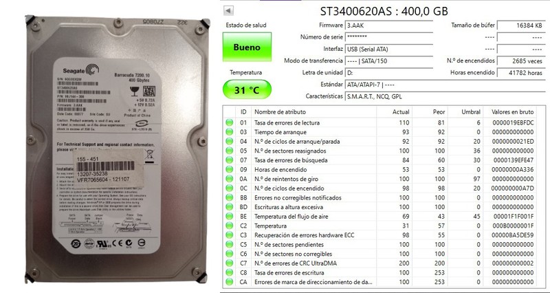 Disco duro Seagate Barracuda 400 GB SATA (3.5")
