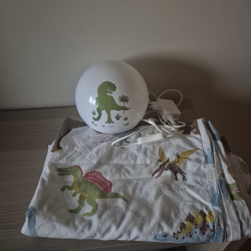 Funda edredron dinosarios para cama infantil y lámpara