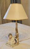 Lámpara de porcelana, mesilla de noche, 40 cm de alto.