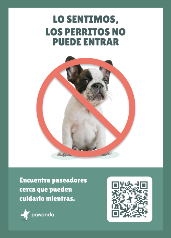 REGALO cartel "No se admiten perros" con QR para localizar paseadores 🐾